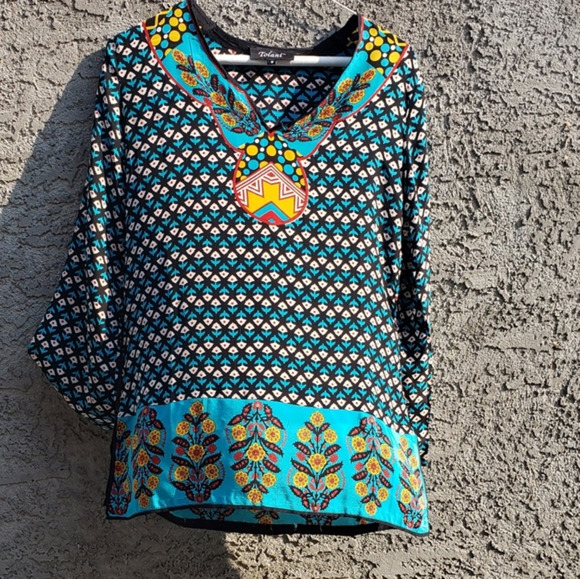 Anthropologie Tolani Top Long Sleeve Peasant‎ Silk - Picture 1 of 4